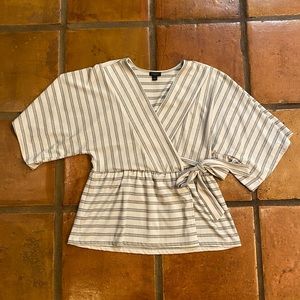 EUC Ann Taylor Factory Kimono-Sleeve Faux Wrap Shirt, size S